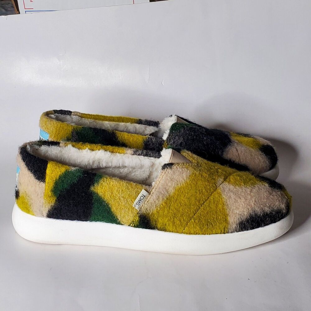 TOMS Felted Alpargata Mallow Sneakers Faux Fur Womens Size 10 Flat Shoes